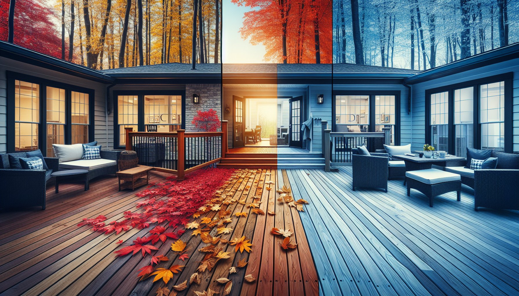 Comparison of spring vs fall for deck installation by Custom Decks LLC to enhance outdoor living experiences.