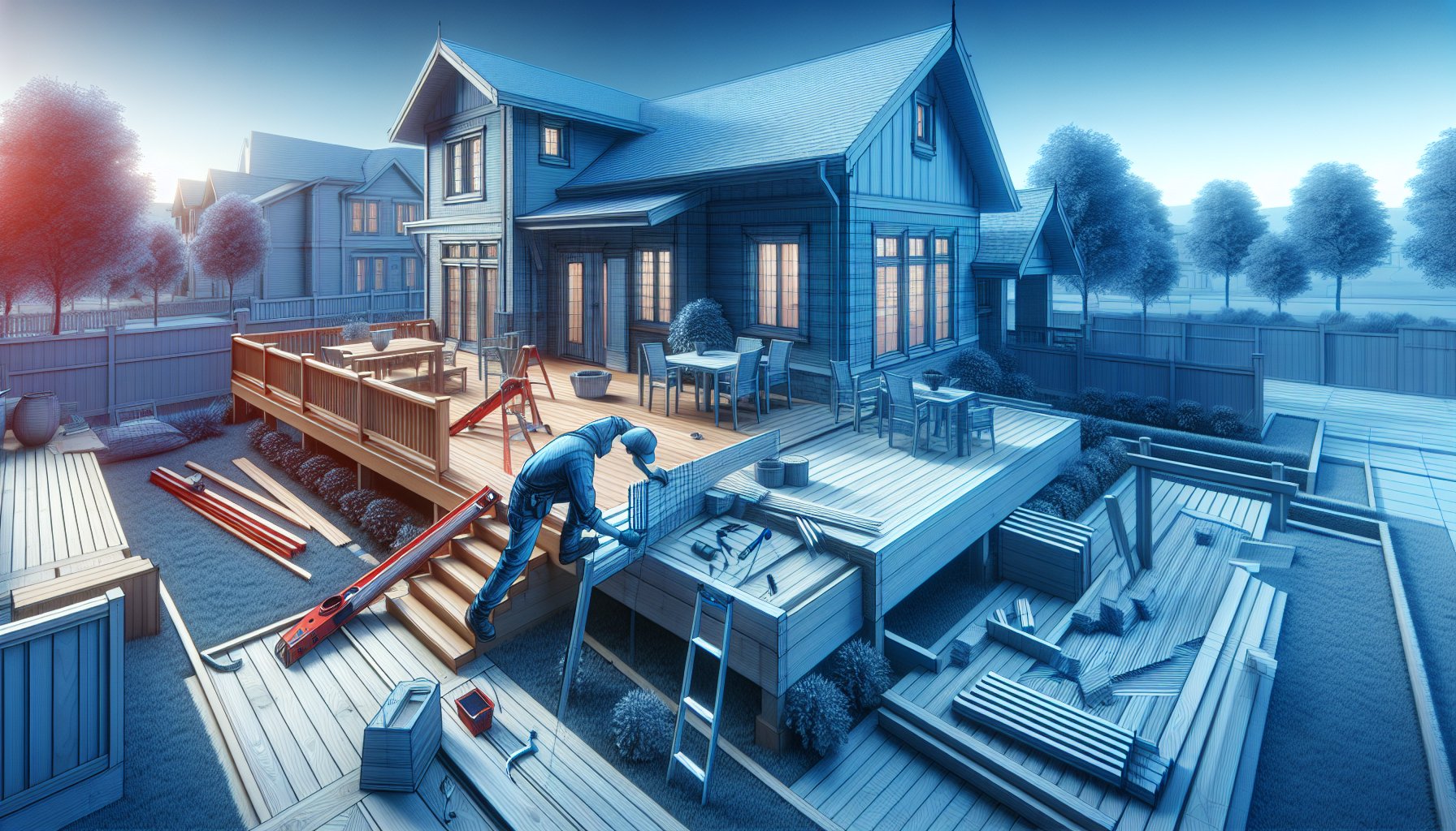 Comparison of deck installation and deck building, highlighting craftsmanship in creating custom decks for outdoor living spaces.