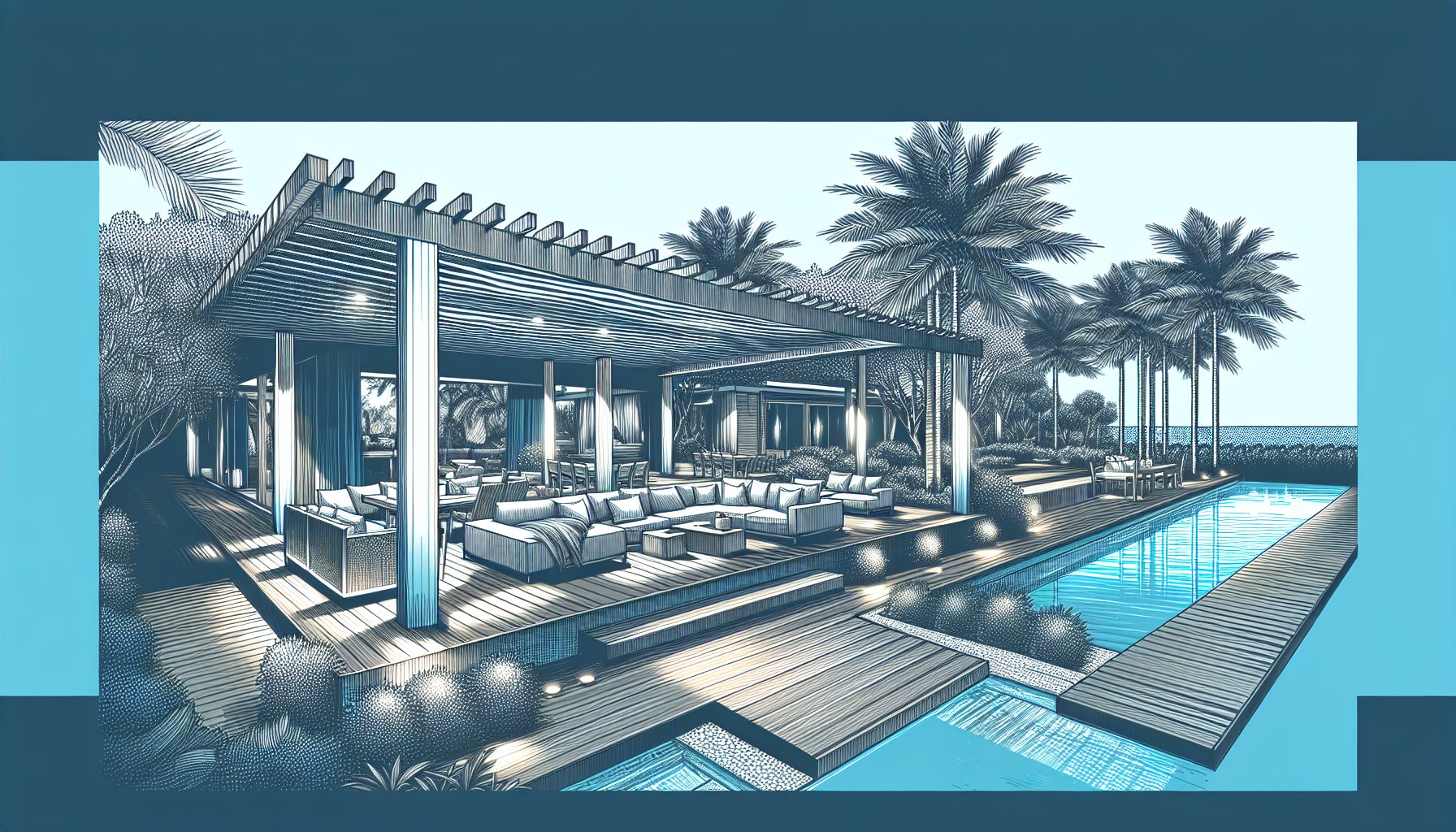 Luxury deck design featuring high-grade materials, smart lighting, and climate resilience for a stunning outdoor oasis.