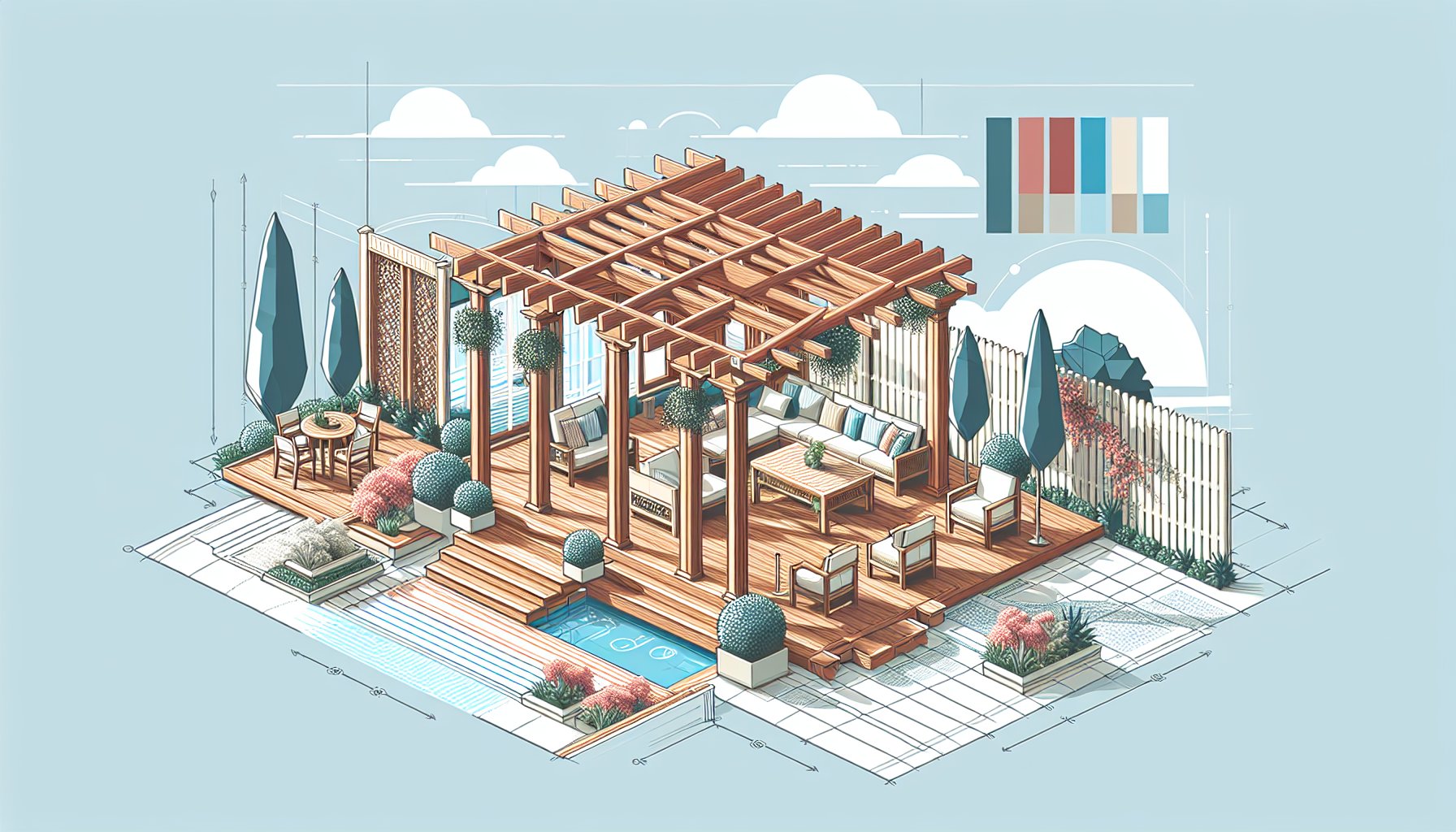 Custom pergola construction by Custom Decks LLC, creating bespoke outdoor sanctuaries for an enhanced outdoor lifestyle.