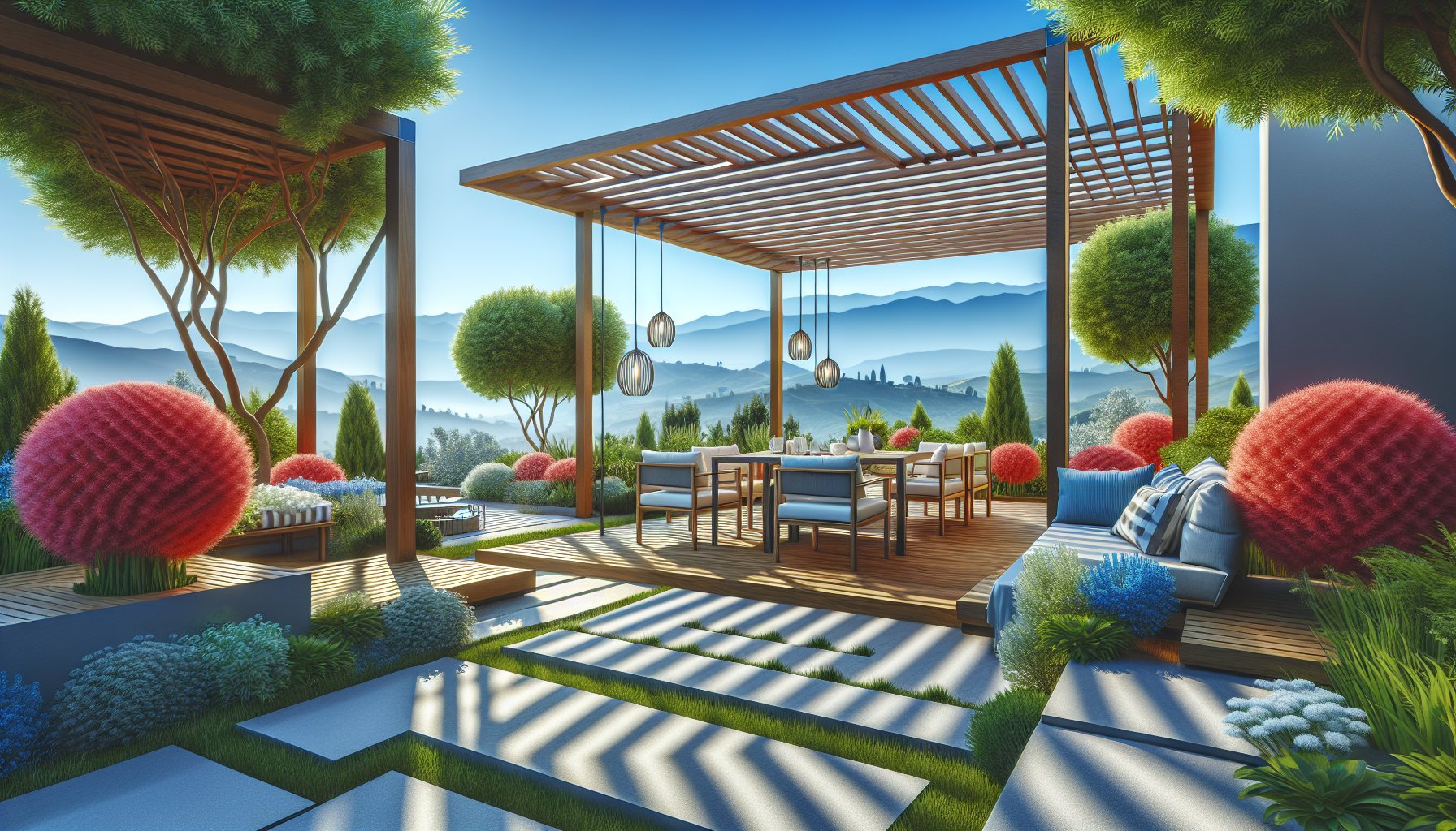 15 modern pergola designs showcasing outdoor living spaces with customization, landscape integration, and smart technology.