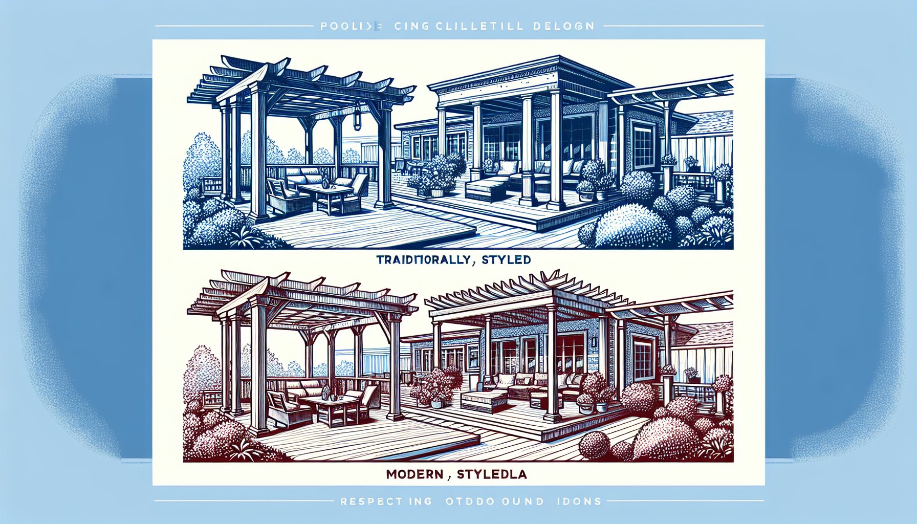 Comparison of modern and traditional pergola styles for enhancing outdoor living spaces by Custom Decks LLC.