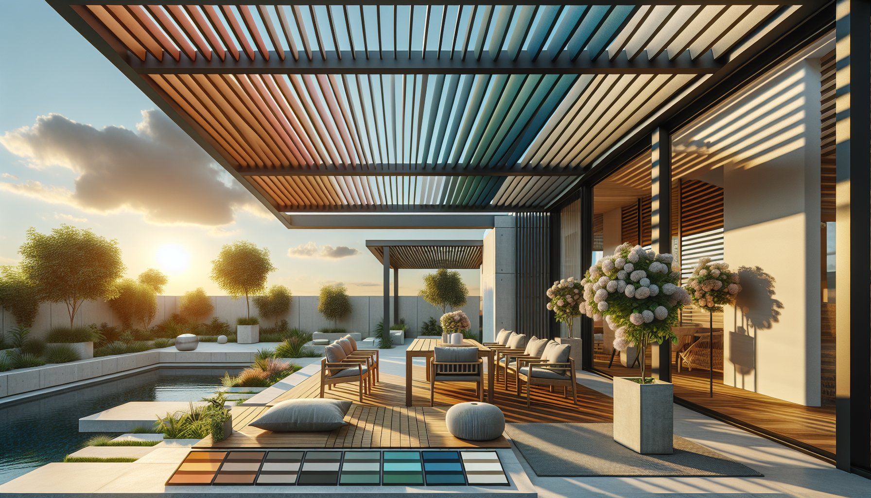 Customizable modern pergolas enhance outdoor living with louvered motorized designs for sustainable comfort and style.