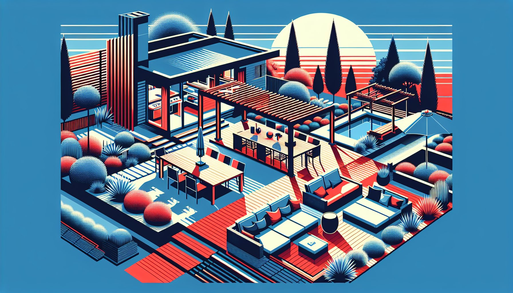 Modern pergolas enhance outdoor living with sustainable materials for stylish backyard design by Custom Decks LLC.