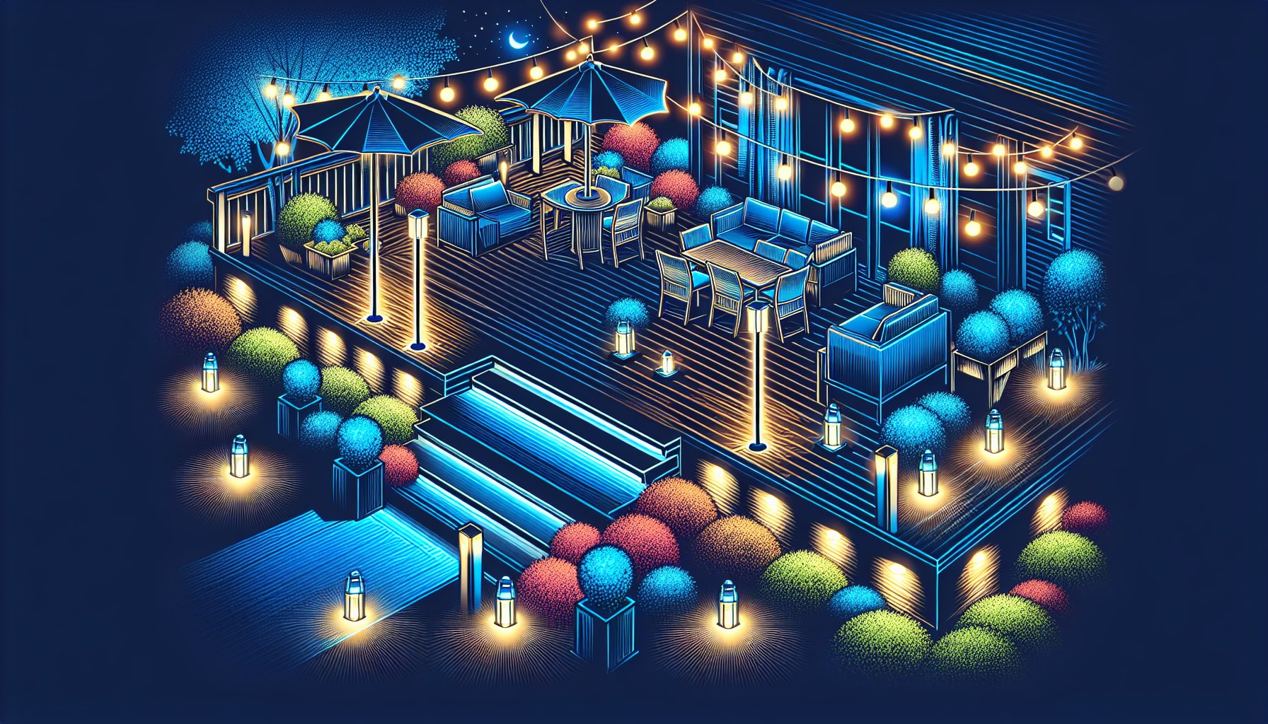 Custom deck lighting enhances safety and aesthetics with smart outdoor solutions and LED designs for your outdoor space.