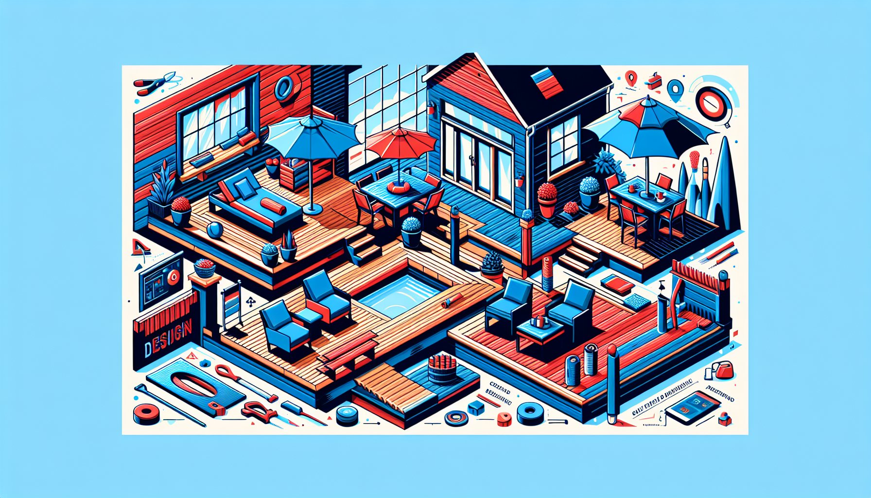 DIY wood decking project guide featuring Custom Decks LLC, deck planner software, and tips for outdoor living spaces.