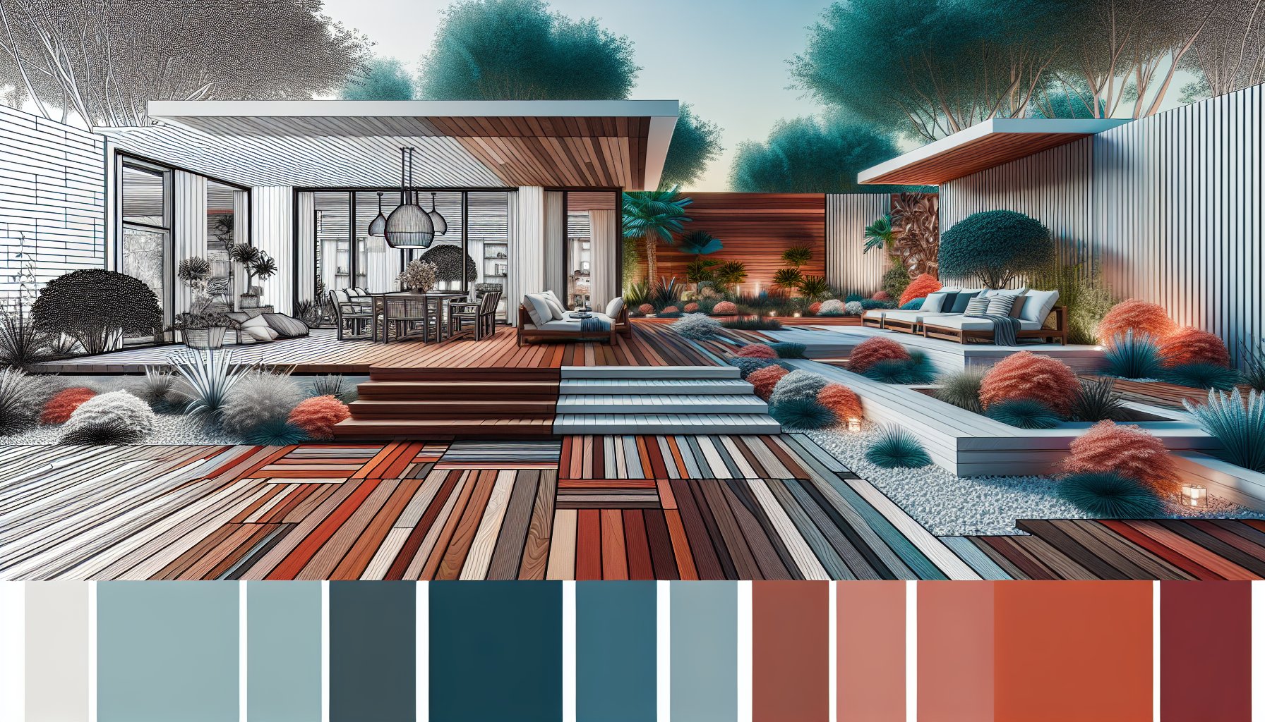 Stylish composite decking ideas for a sustainable outdoor oasis featuring biophilic design and personalized spaces.