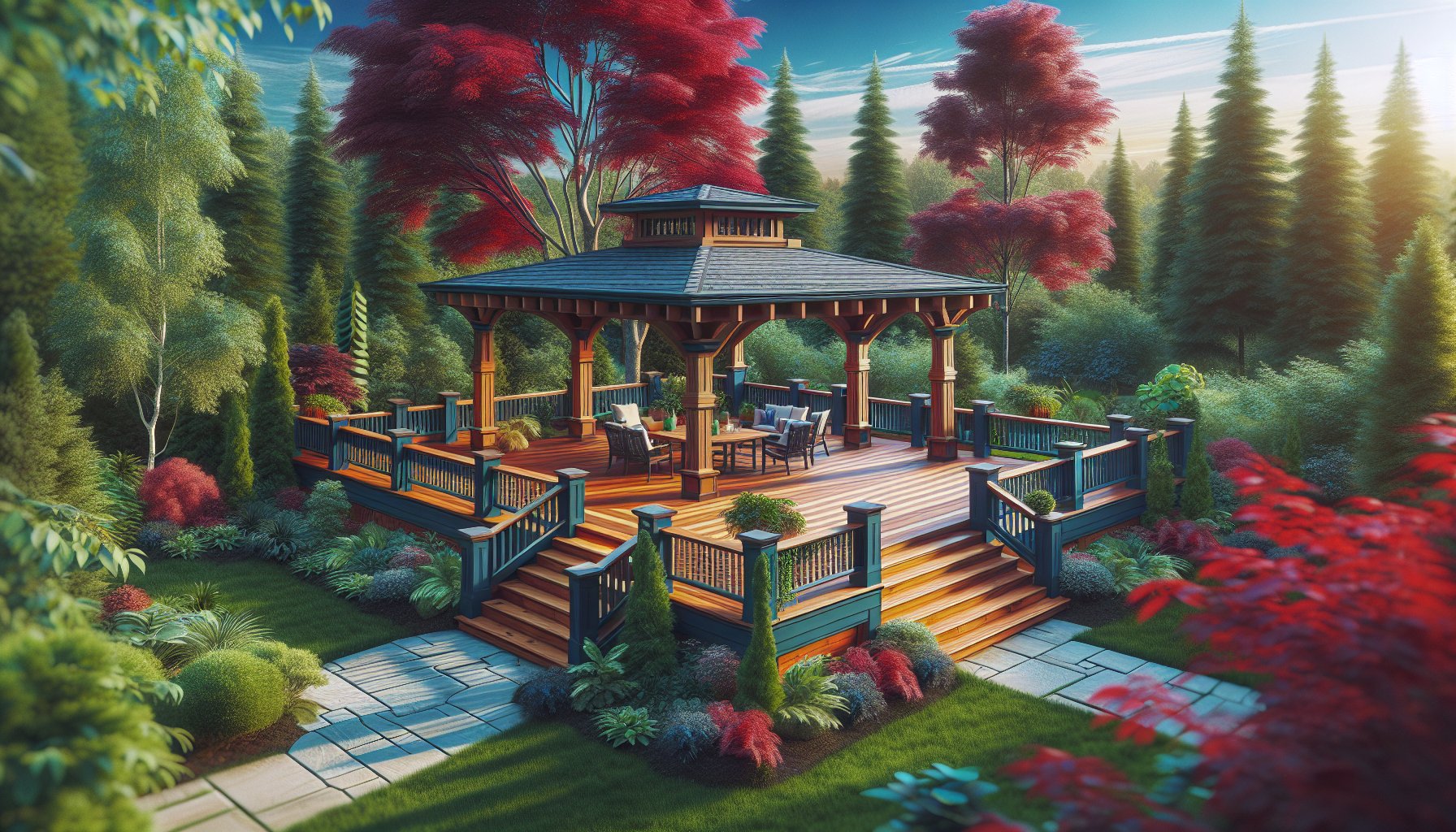 Custom decks showcasing nature-inspired designs, perfect outdoor sanctuaries with timeless craftsmanship for Iowa projects.