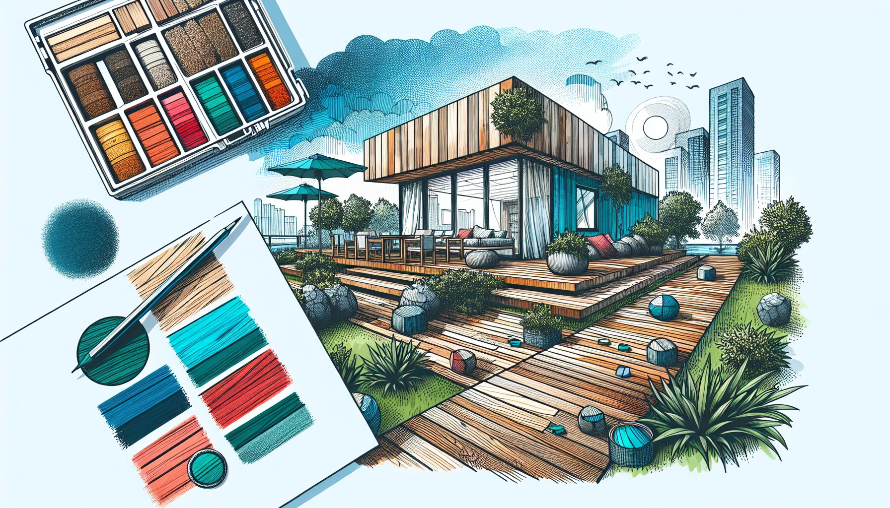 Eco-friendly decking options for sustainable living in 2025: composite materials, reclaimed wood, and bamboo decking.