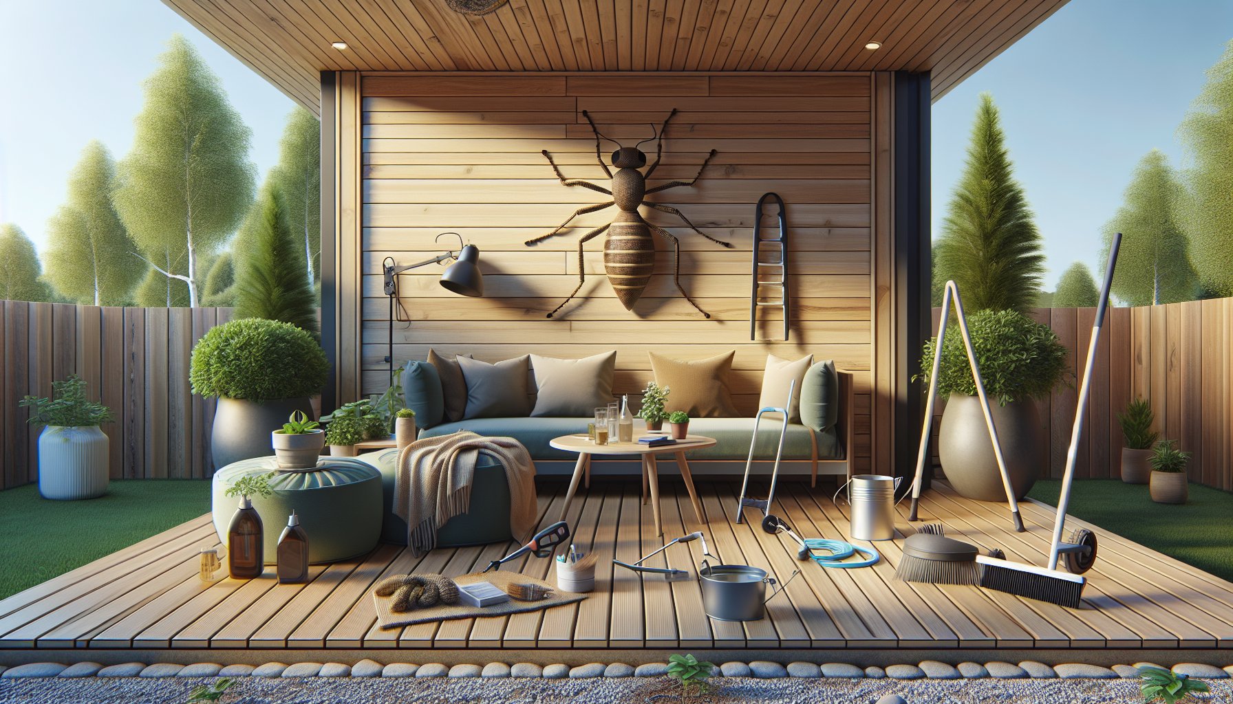 Tips for maintaining composite decking, including seasonal care and pest prevention for outdoor living spaces.