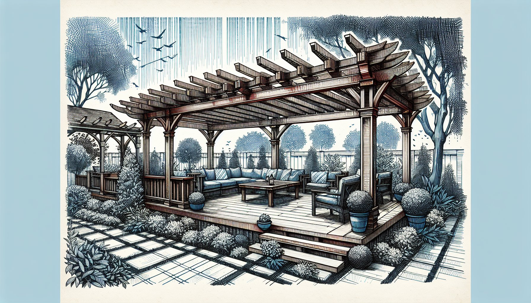 Step-by-step pergola construction guide by Custom Decks LLC for creating high-quality outdoor living spaces in your backyard oasis.