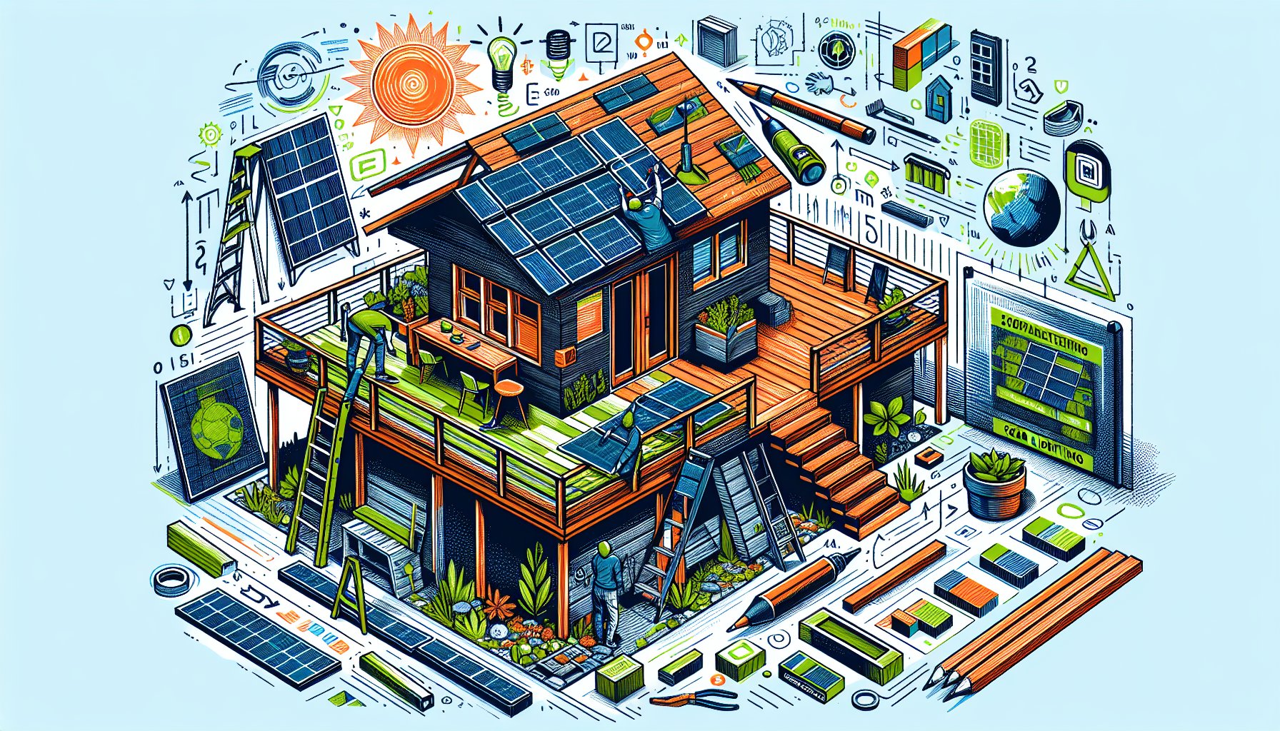 Eco-friendly custom deck building with sustainable materials, featuring composite decking and solar lighting by Custom Decks LLC.