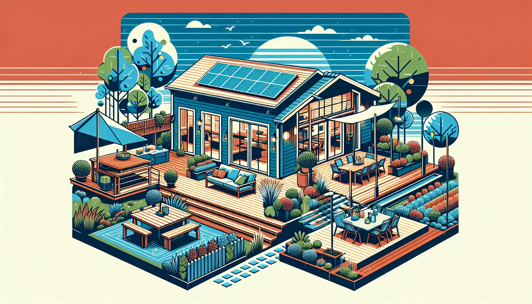 Custom deck designs for outdoor living spaces, featuring sustainable materials and budgeting tips for year-round enjoyment.