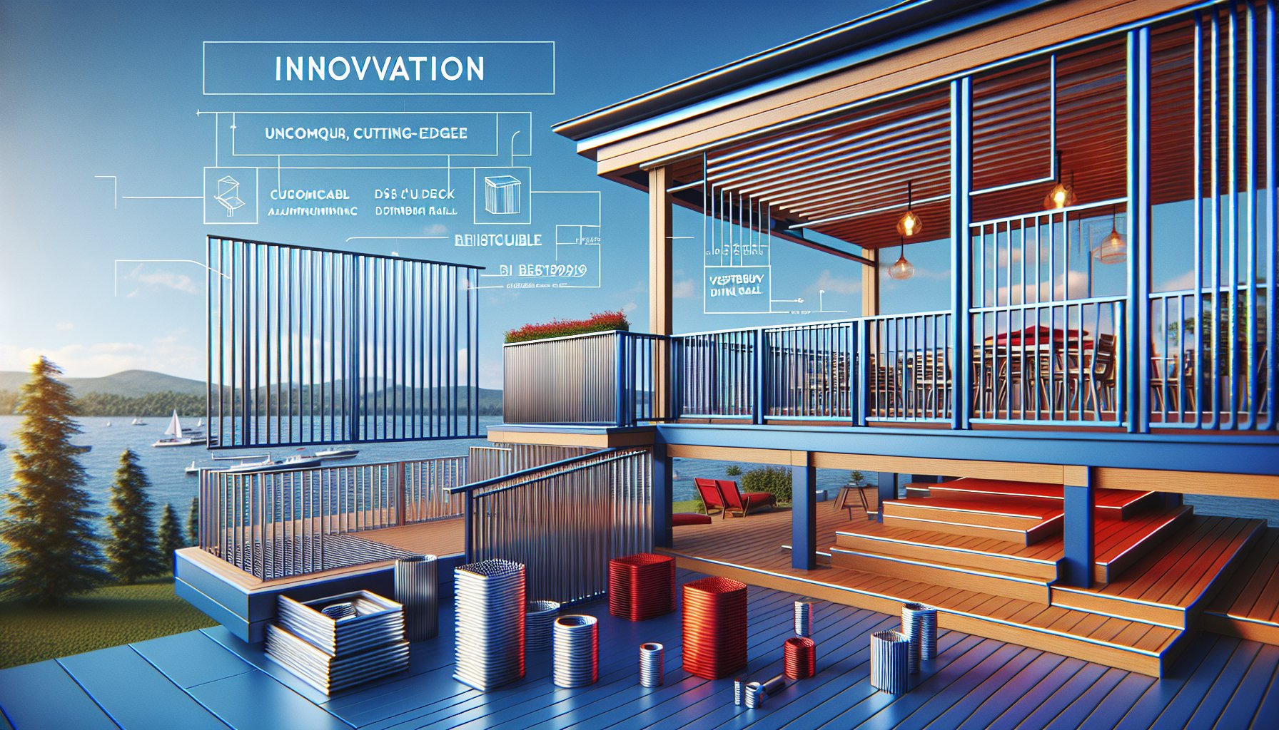 Five innovative outdoor railing systems, featuring VertiCable aluminum railings and DSI Westbury deck drink rail, transforming spaces.