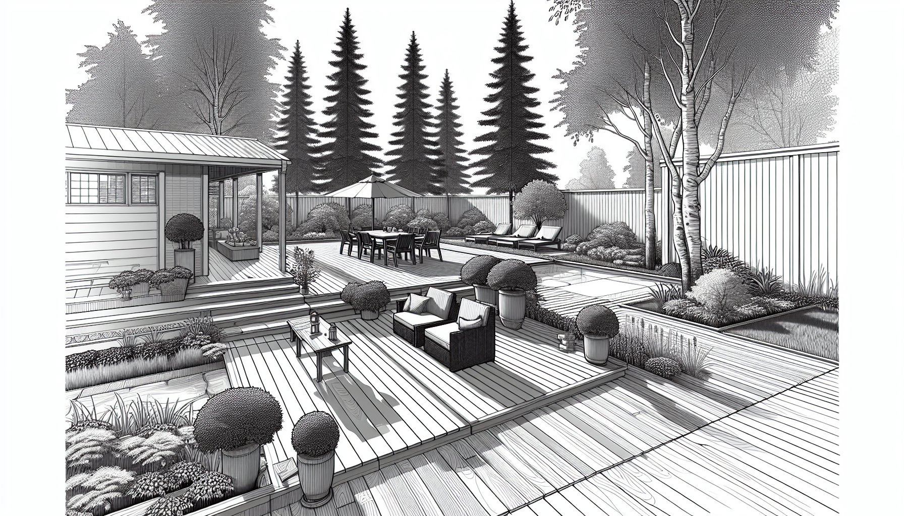 Comparison of composite decking and wood decking for low-maintenance, sustainable outdoor spaces with customization options.