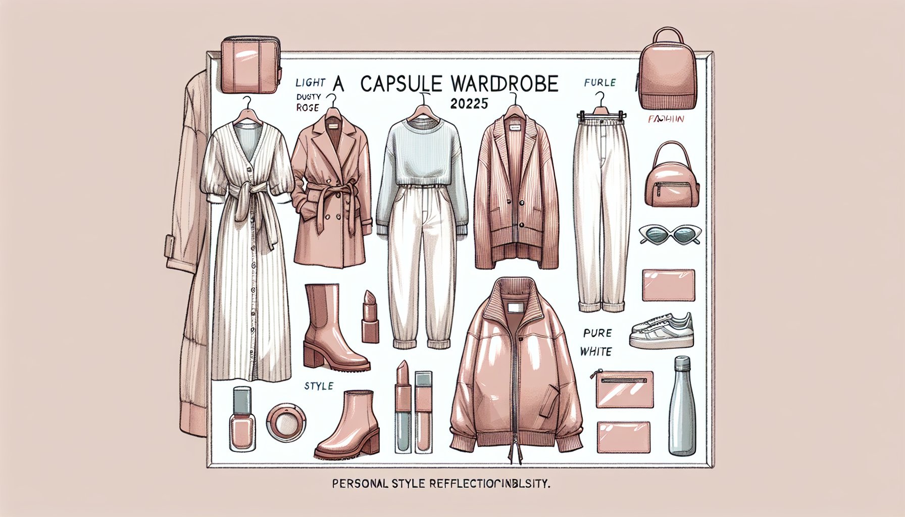 Guide to building a capsule wardrobe with sustainable materials and women's fashion trends for 2025, reflecting personal style.