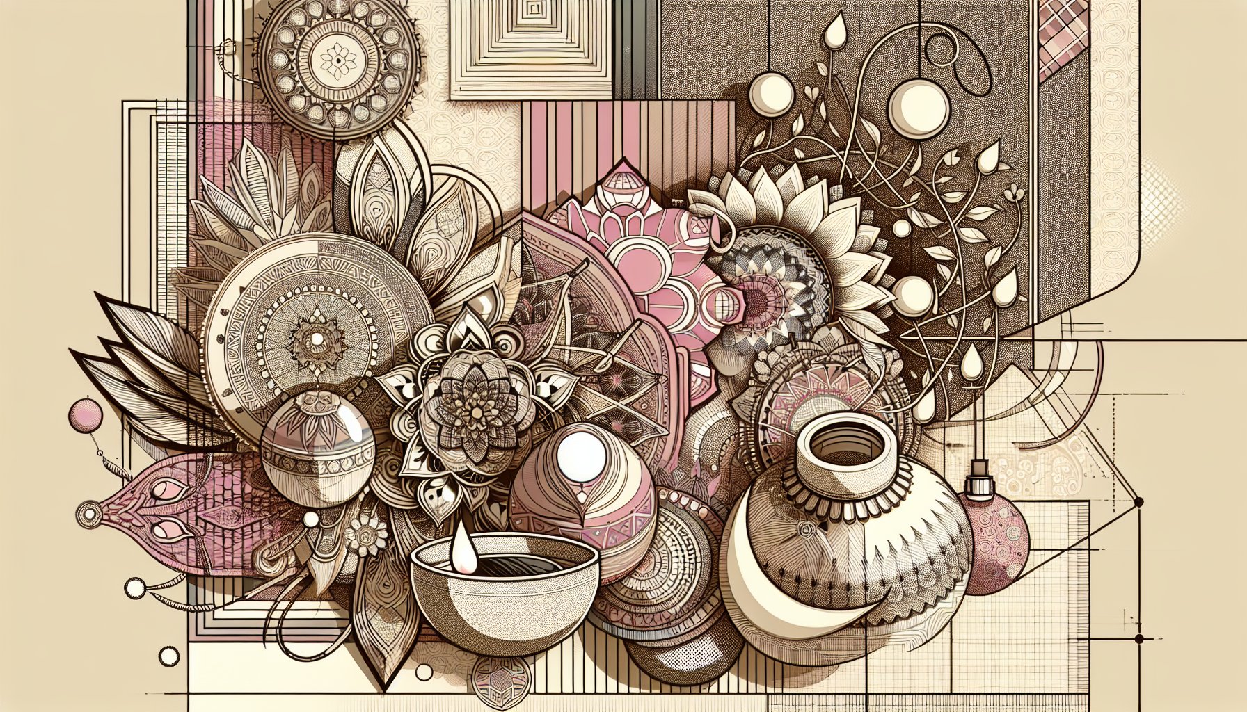 Cultural decorative items blend with modern home design trends 2025, highlighting Diwali decor and ethical sourcing practices.