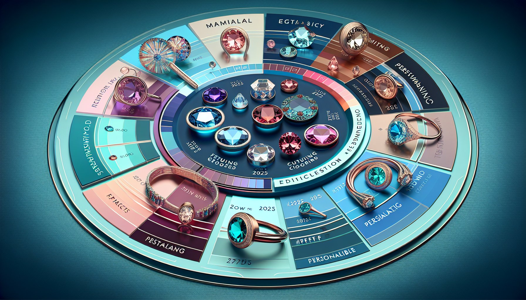 Emerging jewelry trends 2025: ethical gemstones, personalized designs, and maximalism in sustainable jewelry.