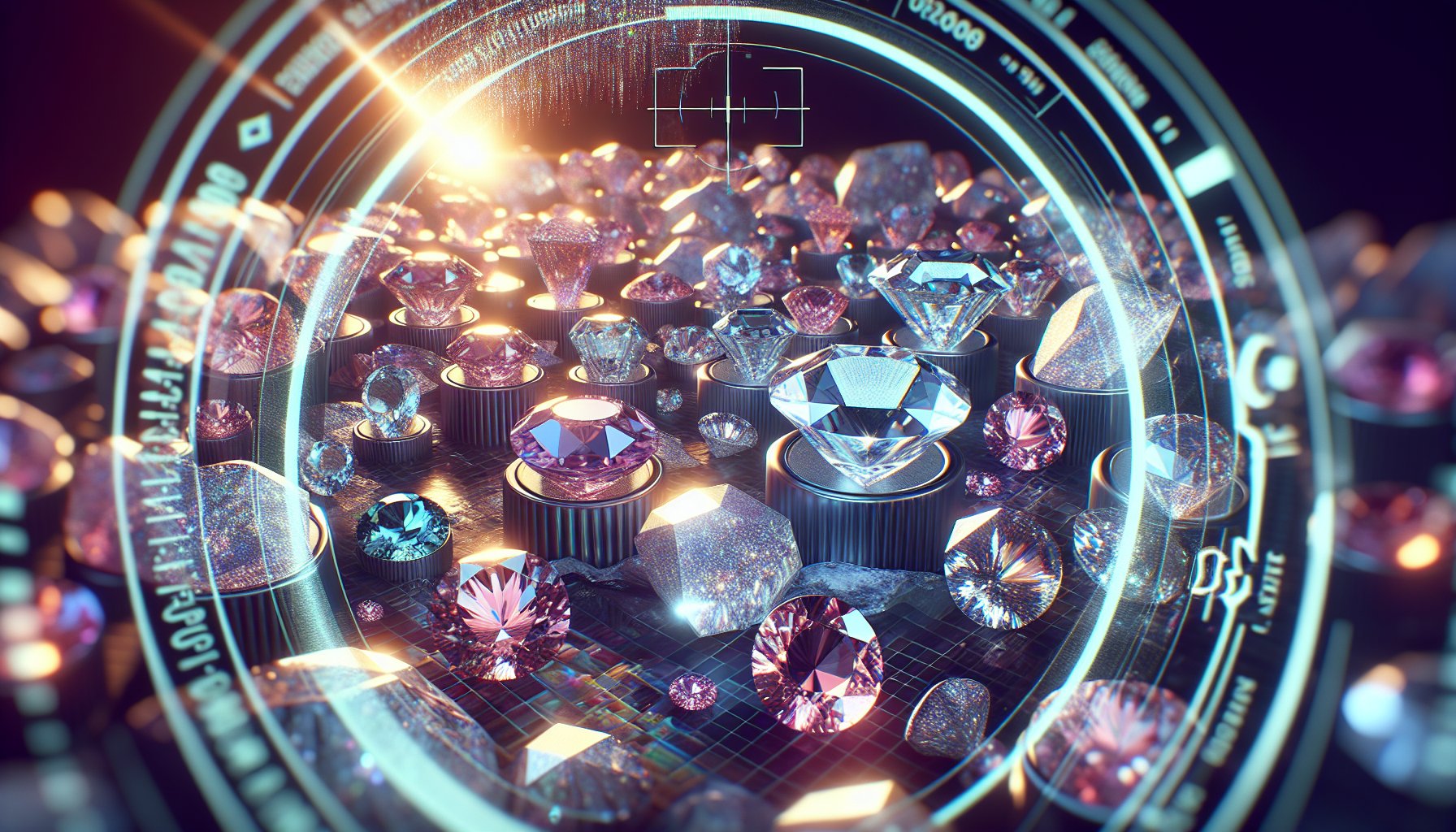 Infographic on gemstones, highlighting sustainable jewelry, lab-grown gems, ethical sourcing, and augmented reality trends in 2025.