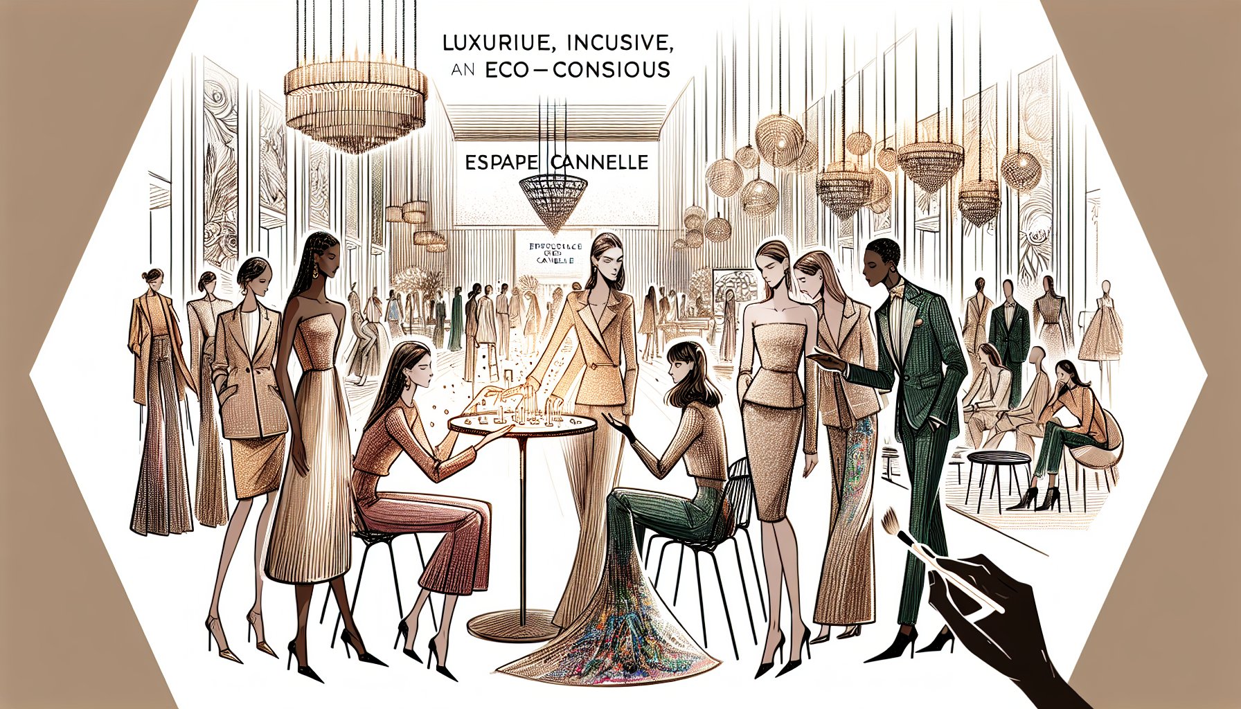Diverse models showcase luxury fashion at Espace Cannelle, highlighting inclusivity, sensory experiences, and sustainable practices.