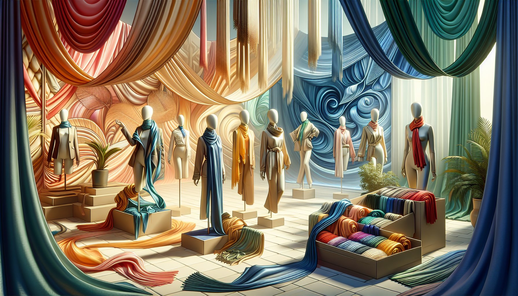 Silk scarves showcasing 2025 fashion trends, emphasizing sustainable styles and personal expression in accessories.