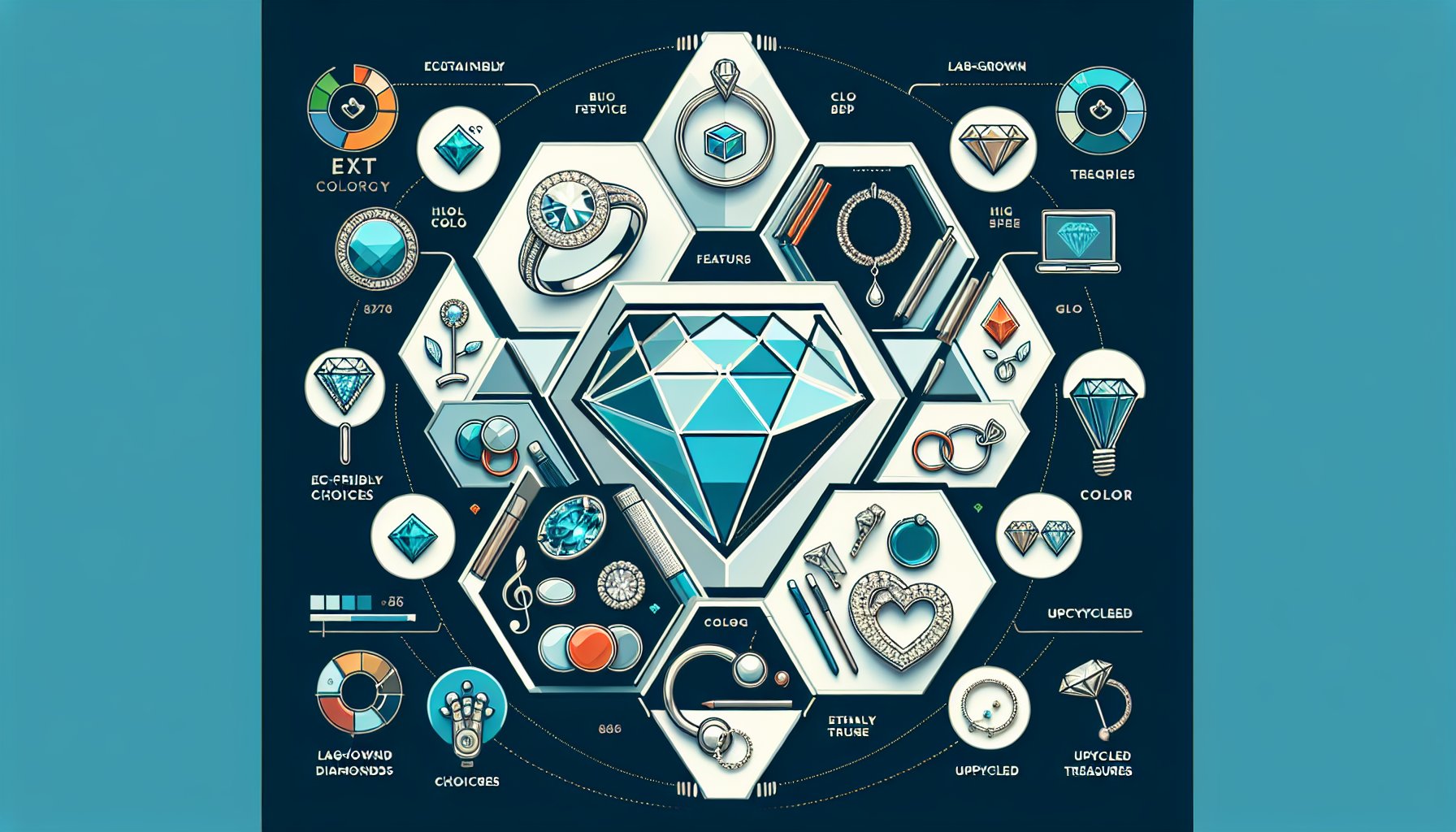 Sustainable jewelry guide featuring eco-friendly choices like lab-grown diamonds and upcycled treasures with ethical sourcing.