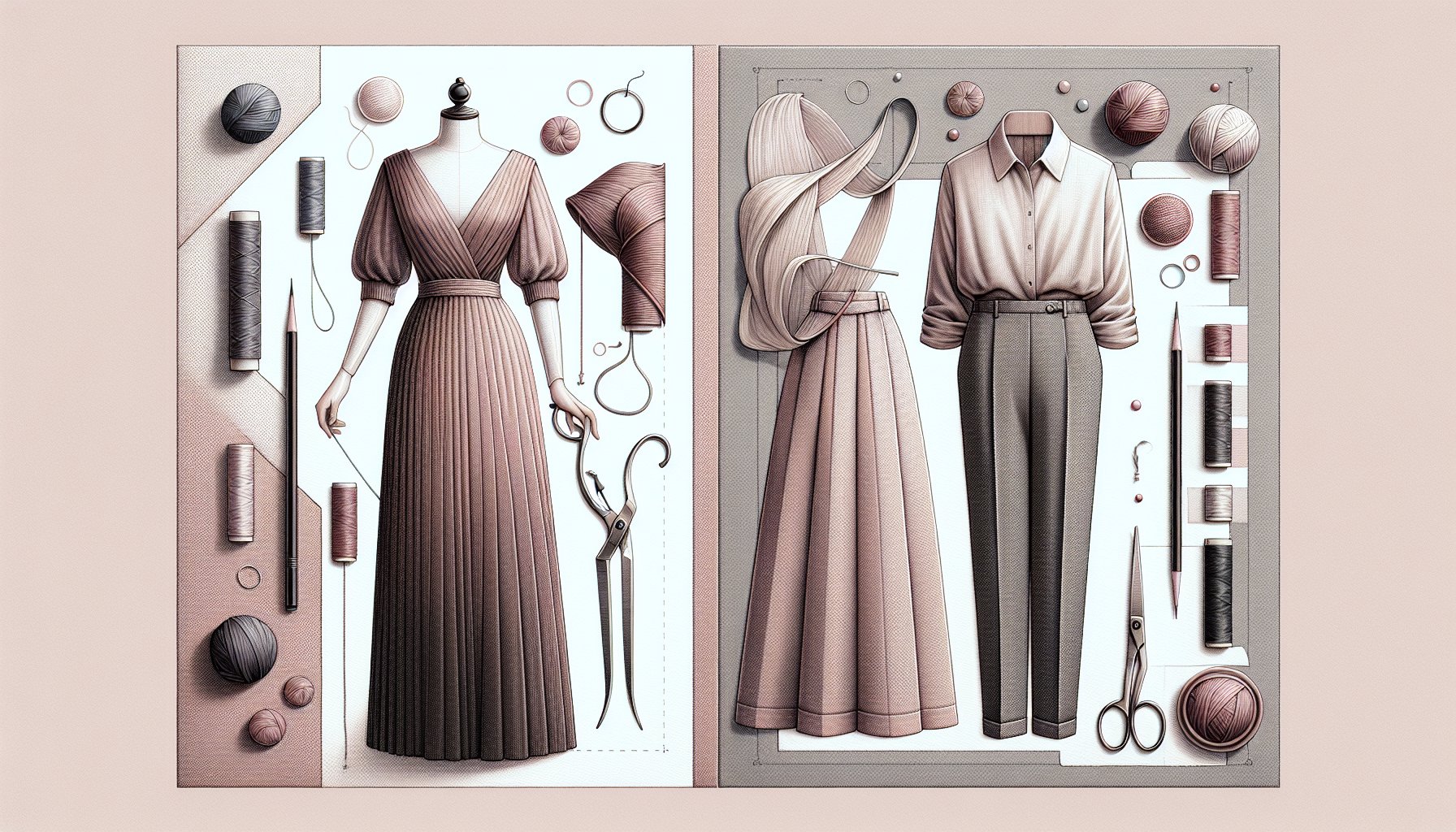 Five timeless fashion pieces for women in 2025: little black dress, tailored trousers, and sustainable fabrics for wardrobe weaving.