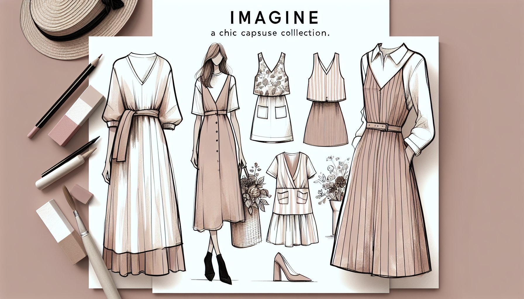 Nine chic work dresses showcasing sustainable fashion for a seamless transition from office to after-hours in a capsule collection.