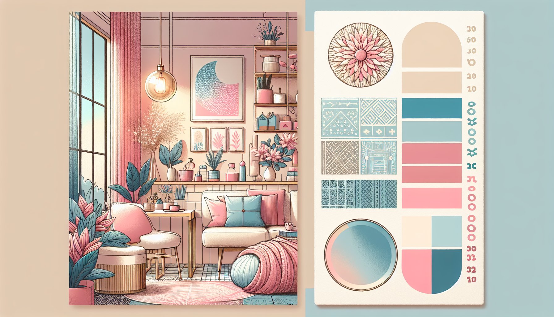 Color palette trends 2025 showcasing pastel and vibrant combinations for emotional wellness in home décor design choices.