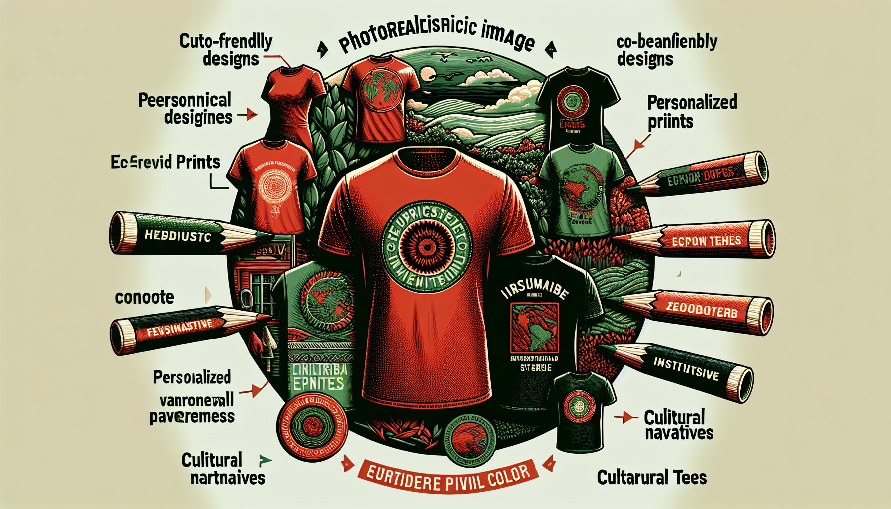 Creative custom t-shirts featuring eco-friendly designs, personalized prints, cultural narratives, and interactive elements.