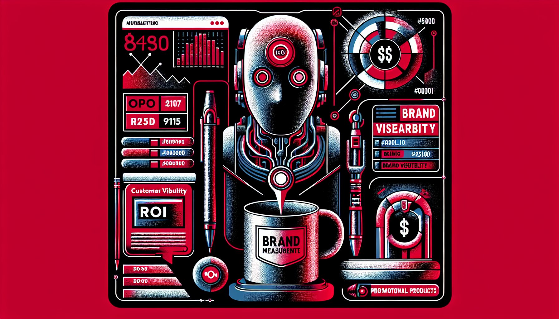 Branded mug marketing ROI measurement: assessing brand visibility and customer lifetime value through promotional products.