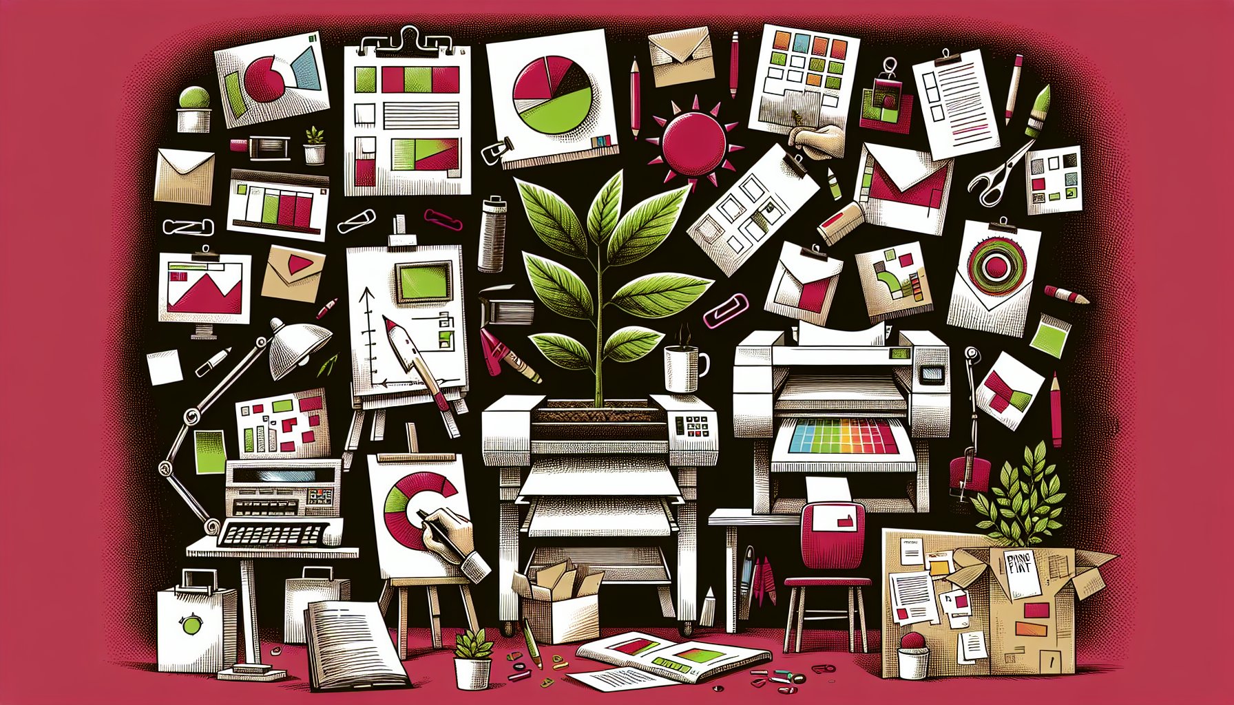 FAQs on printed materials covering eco-friendly printing, effective design, digital printing, and print marketing strategies.