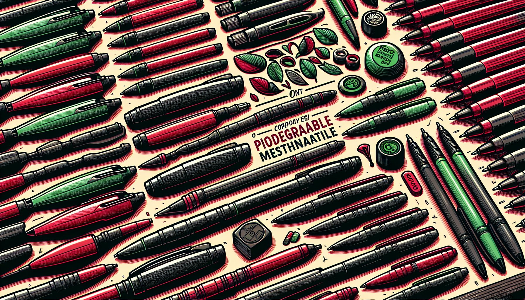 Eco-friendly promotional pens made from biodegradable materials, showcasing sustainable merchandise for conscious brands.