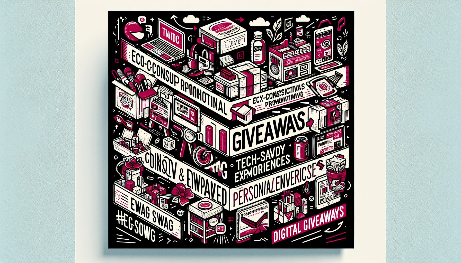 20 essential trade show giveaways for 2025, featuring eco-friendly items, tech swag, and personalized digital experiences.