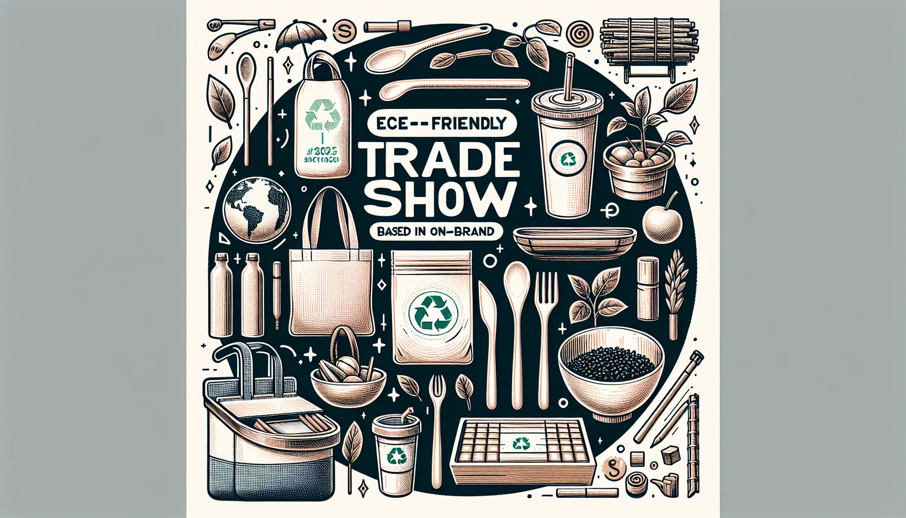 Eco-friendly trade show giveaways for 2025: reusable tote bags and bamboo utensils showcasing brand commitment to sustainability.