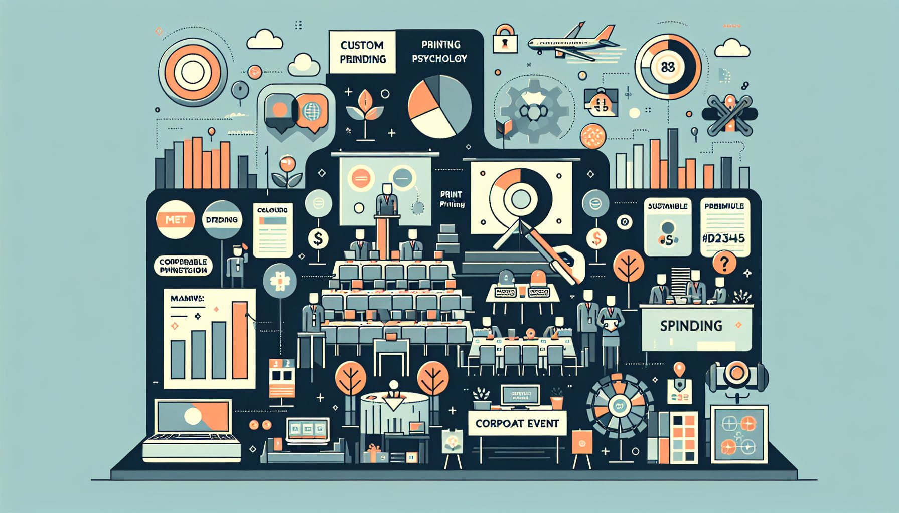 Custom printed materials enhance event branding, utilizing sustainable printing and print psychology for corporate event success.