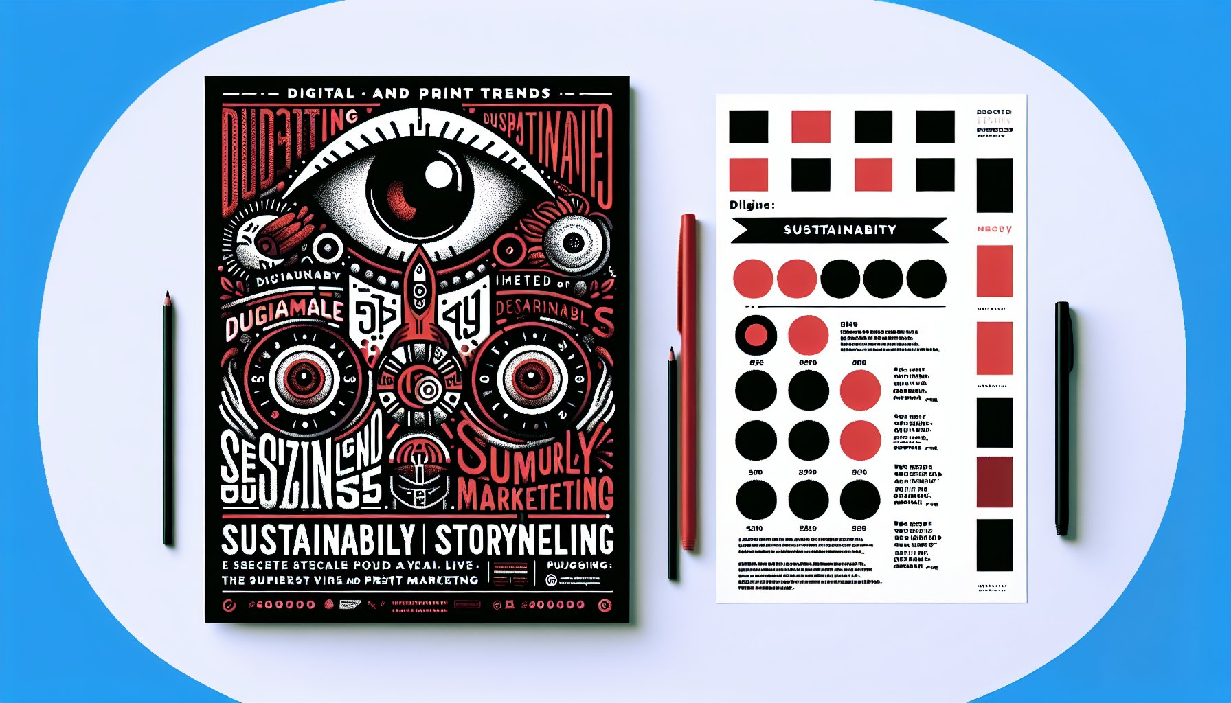 Eye-catching poster design trends for 2025, focusing on typography, storytelling, and sustainable digital and print marketing.