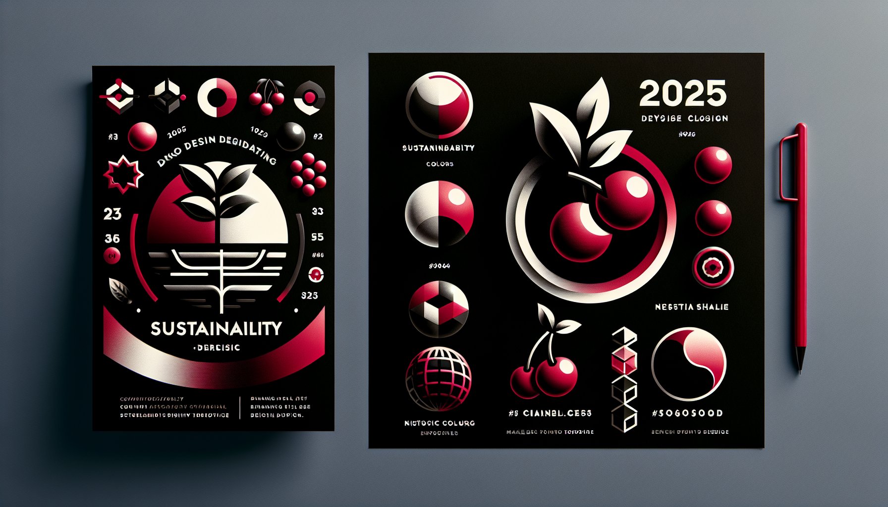 Logo design trends 2025 featuring dynamic logos, bold colors, nostalgic aesthetics, and a focus on sustainability.