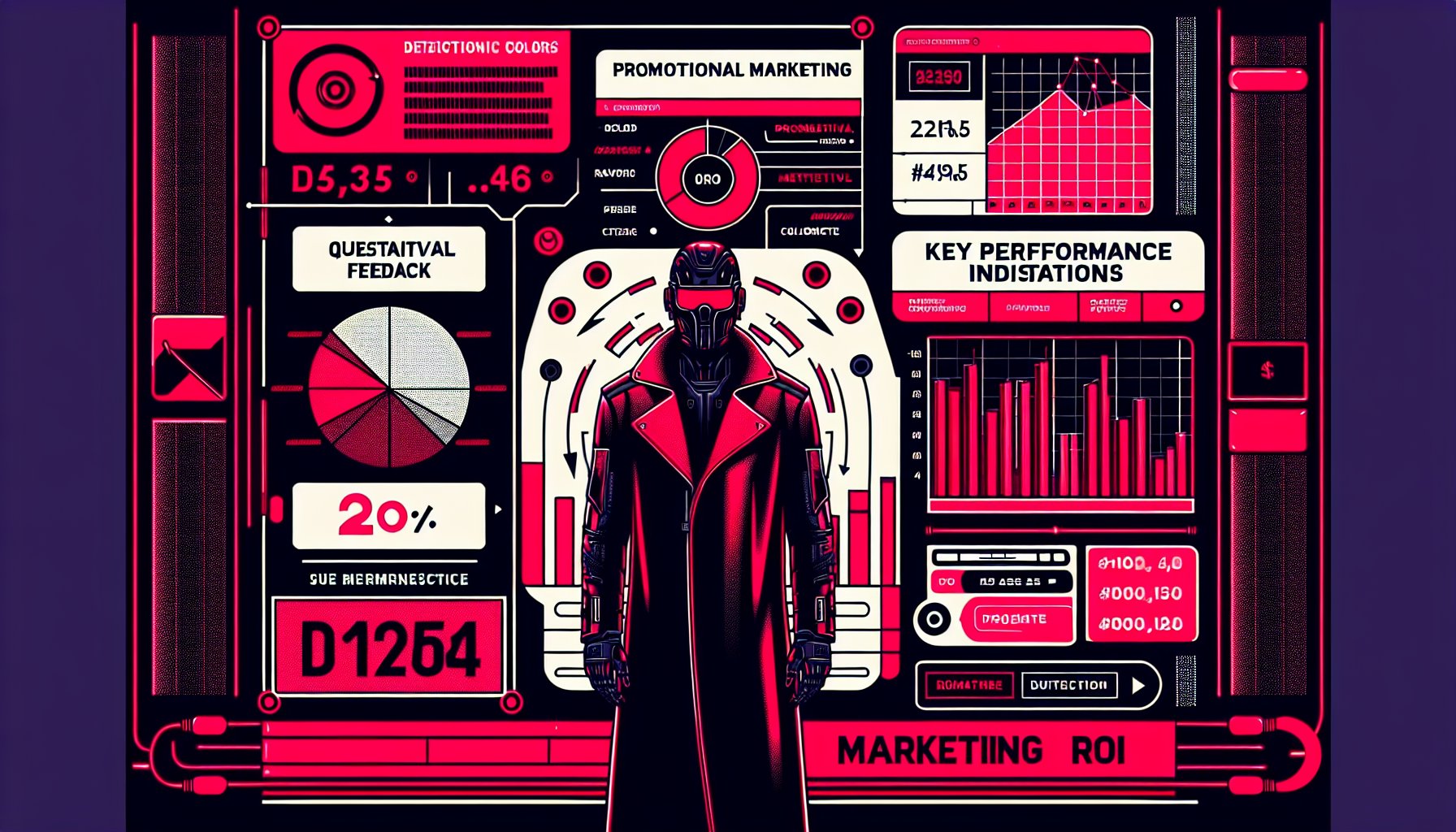 Visual guide on measuring promotional marketing success through metrics, KPIs, customer engagement, feedback, and ROI.