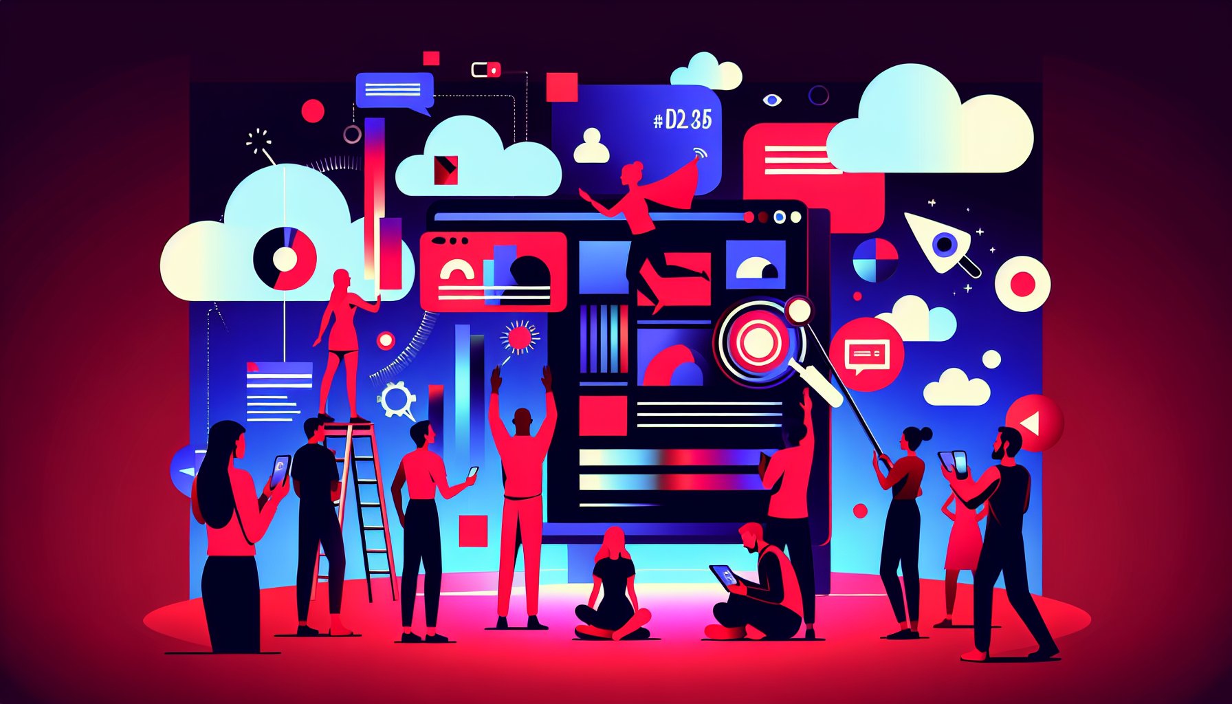 Visual representation of brand storytelling in 2025, highlighting AI-driven narratives, UGC, and short-form video content.