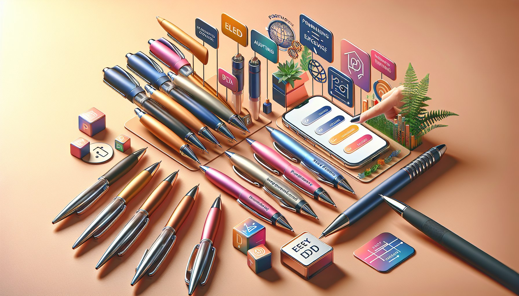 Guide to selecting eco-friendly promotional pens for events, focusing on brand customization and audience targeting.