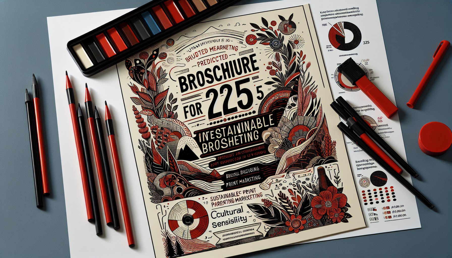 2025 brochure design trends highlighting sustainable marketing, interactive elements, color psychology, and cultural sensitivity.