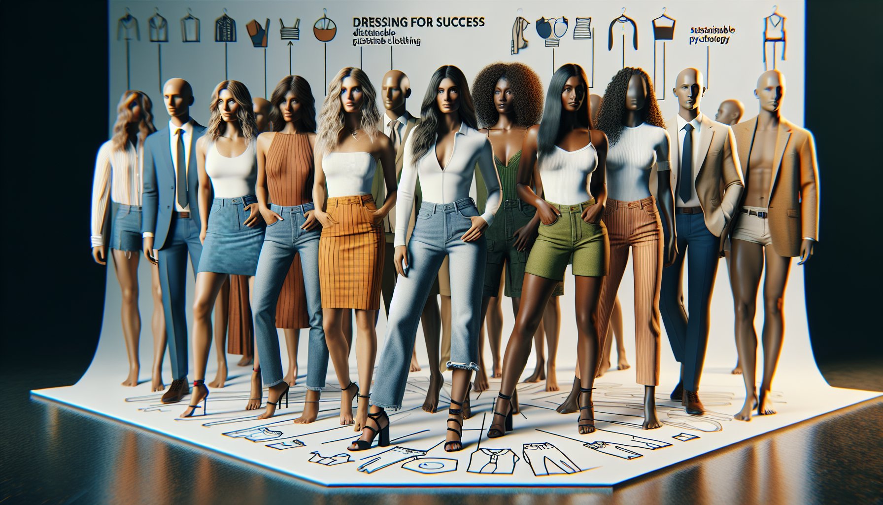 Guide on choosing fashion for body types, emphasizing sustainable choices and wardrobe psychology for dressing for success.