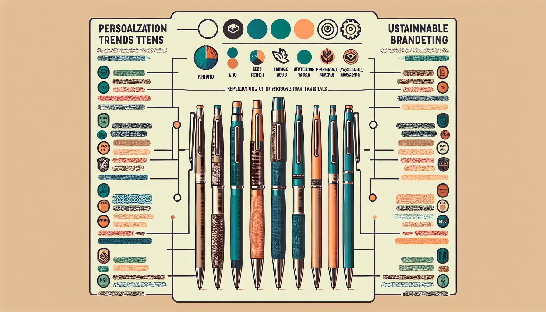 Promotional pens showcasing eco-friendly materials, personalization trends, and influencer marketing for sustainable branding in 2025.