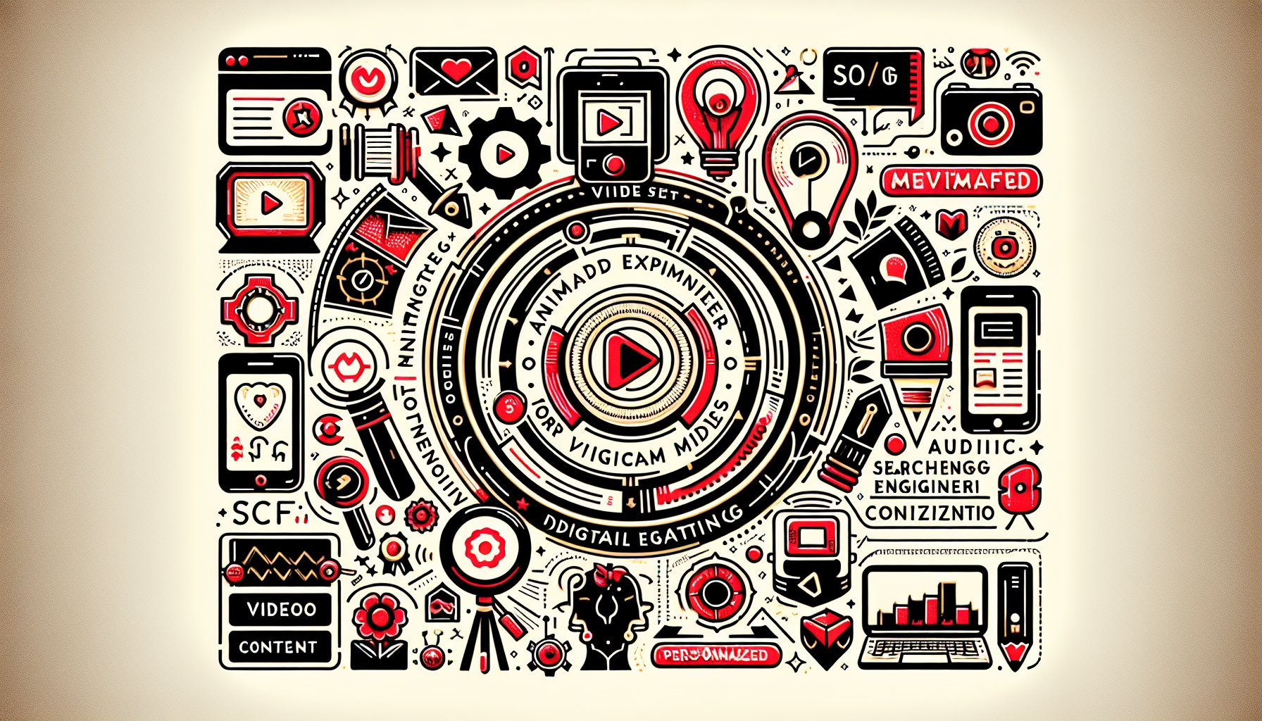 Video marketing services overview featuring animated explainers, personalized content, video SEO, and audience engagement metrics.