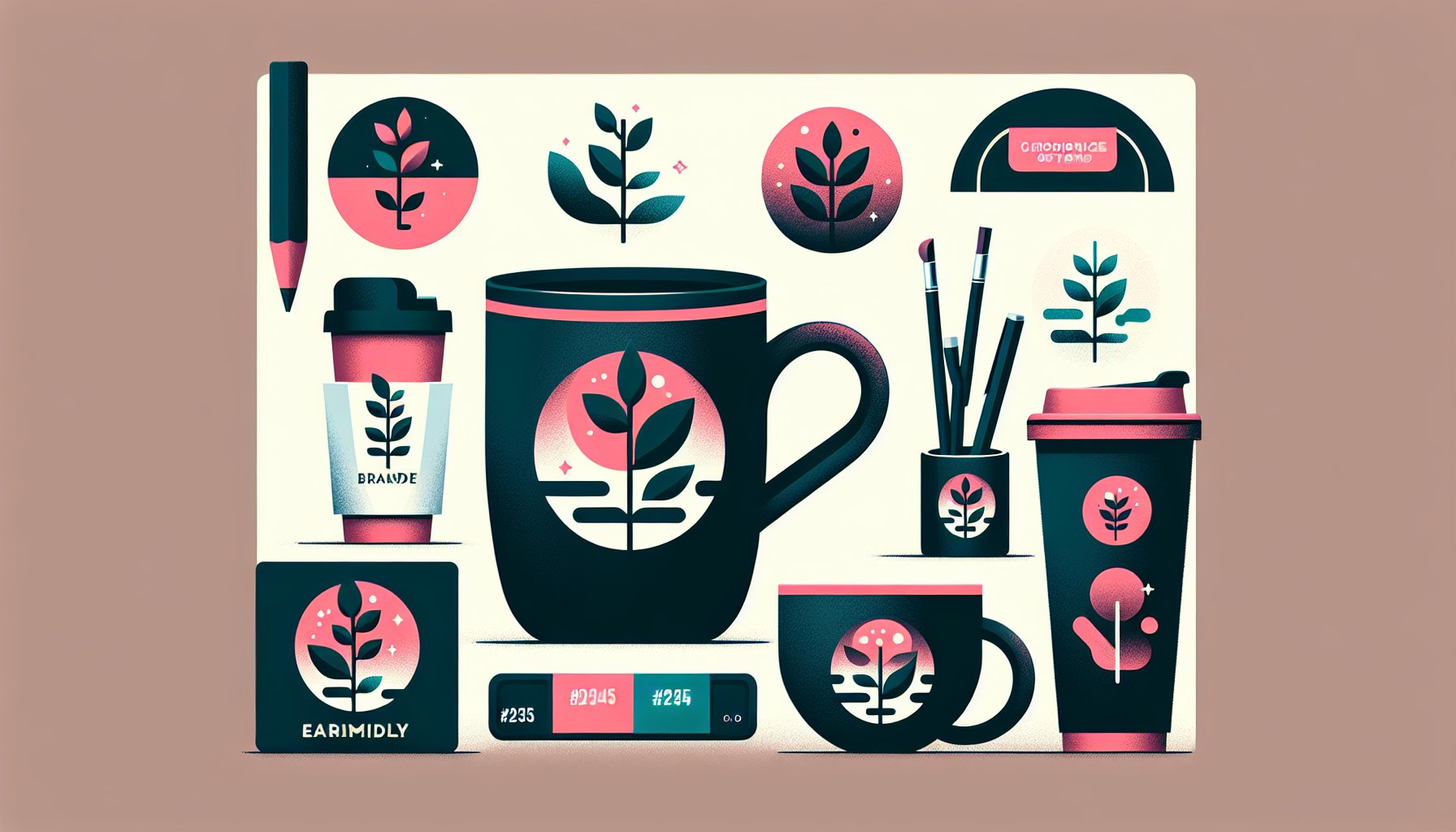 Various branded mugs showcasing styles, sizes, and eco-friendly options for customizable promotional merchandise.