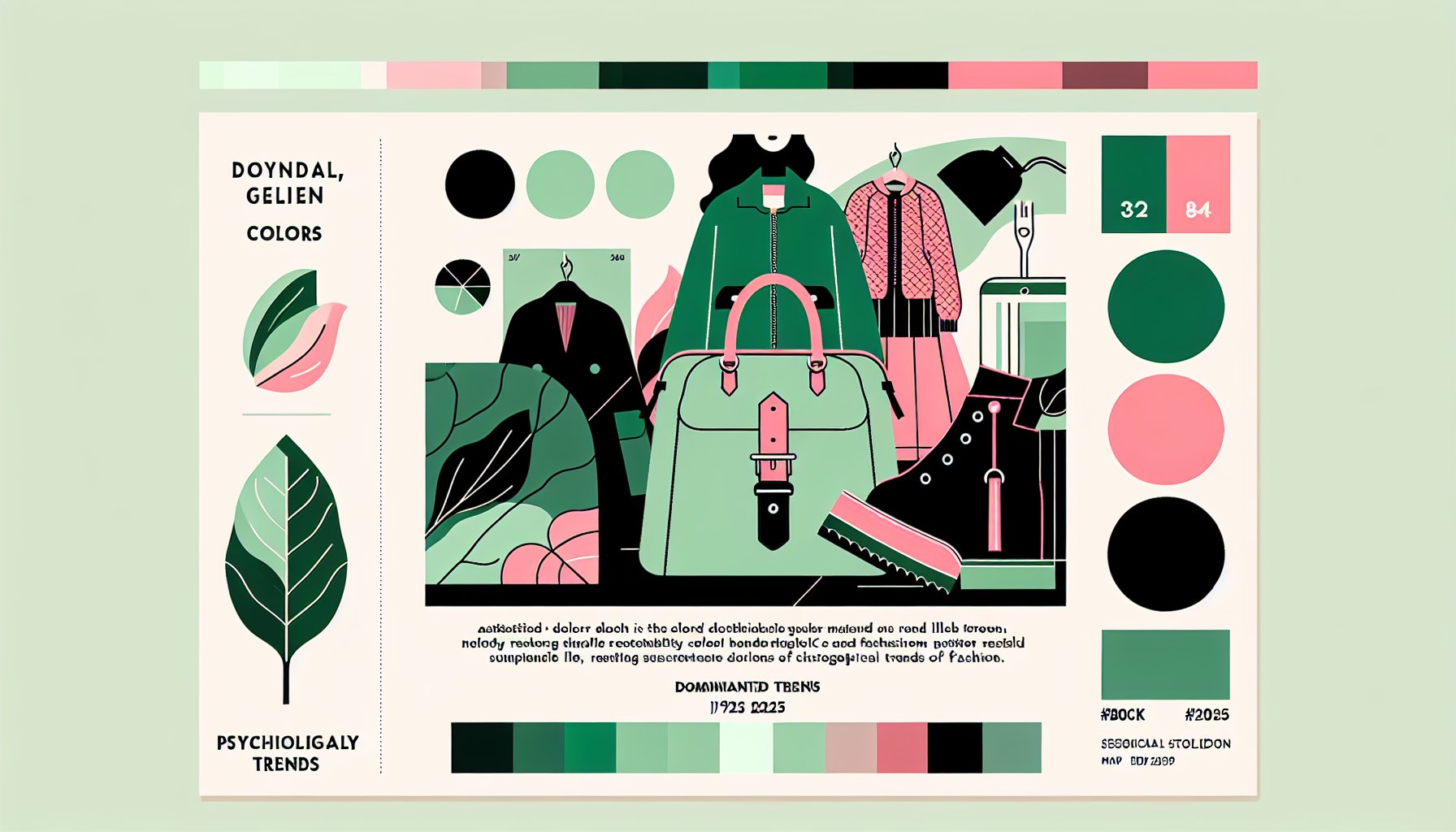Handbags in 2025 showcasing dill green, pastel pink, and sustainable fashion colors reflecting color psychology trends.