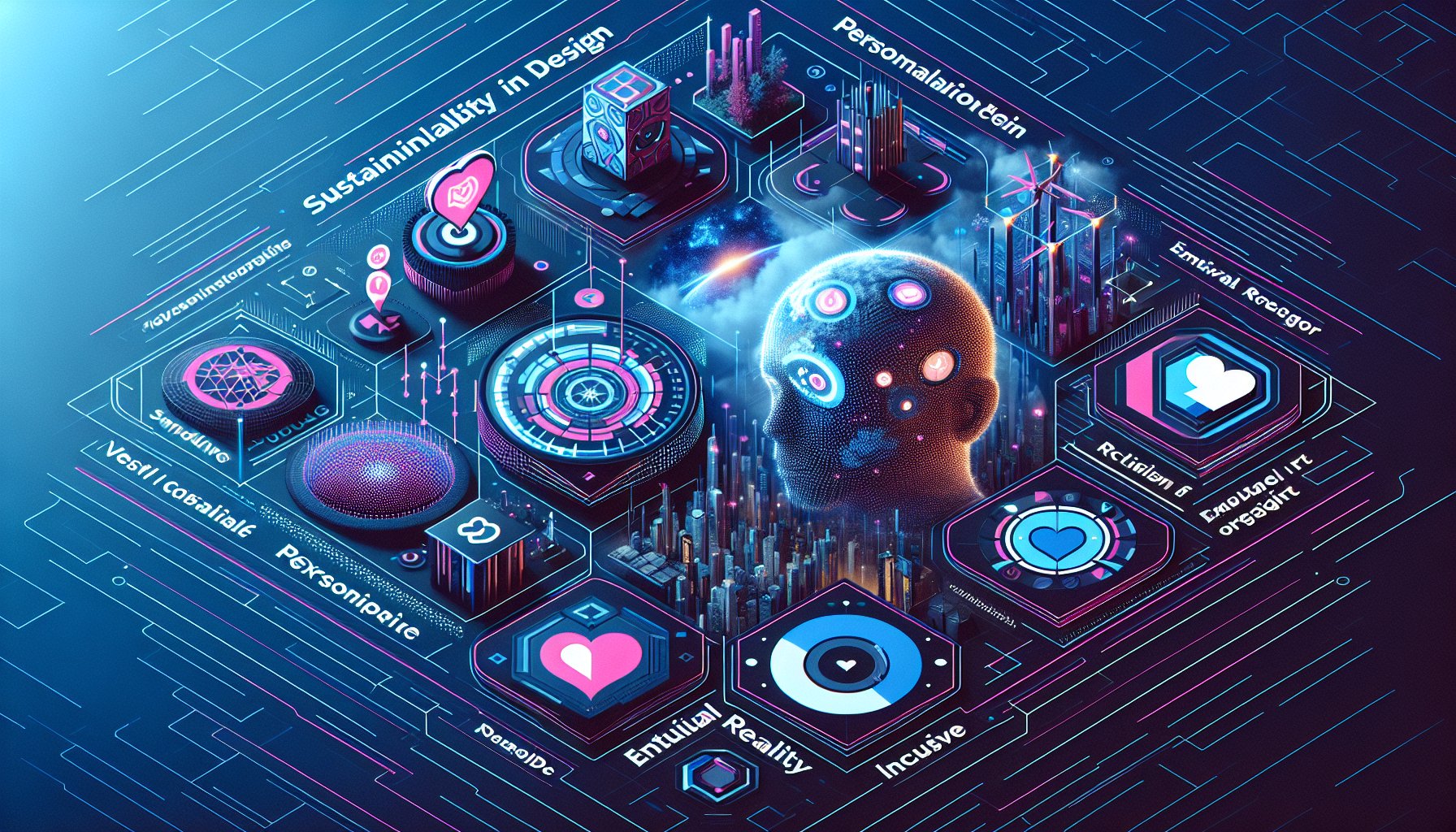 Trends in design for 2025: sustainability, personalization, emotional design, VR branding, and inclusive practices.