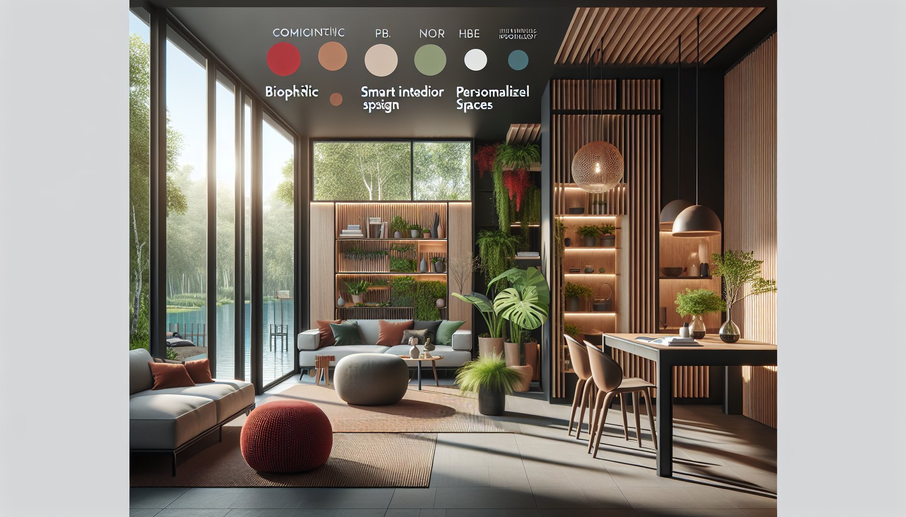 Top trends in 2025: biophilic design, smart interiors, sustainable living, personalized spaces, and wellness-centric designs.