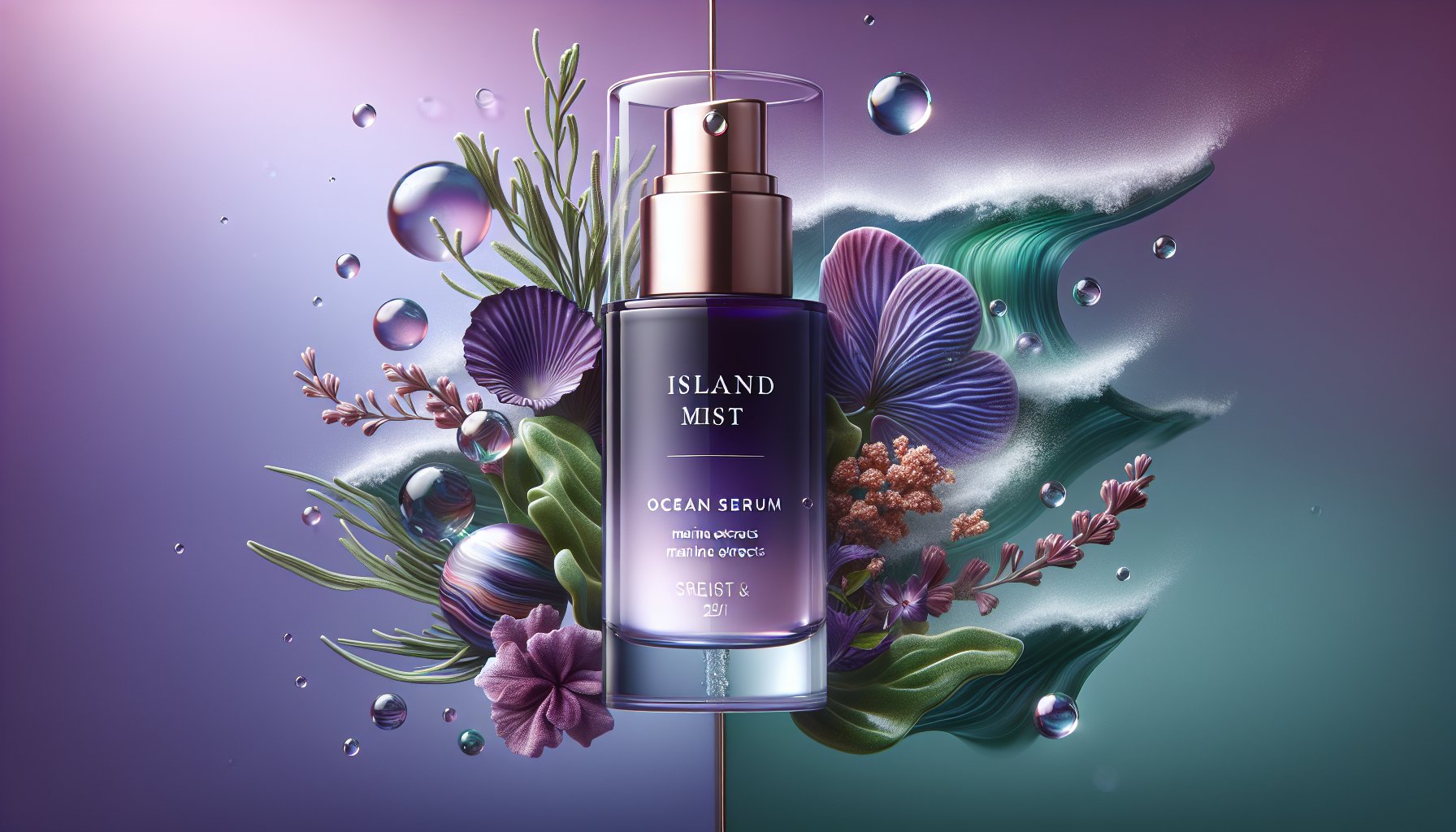 Application techniques for Island Mist Ocean Face Serum, featuring marine extracts for holistic self-care and ocean-inspired skincare.